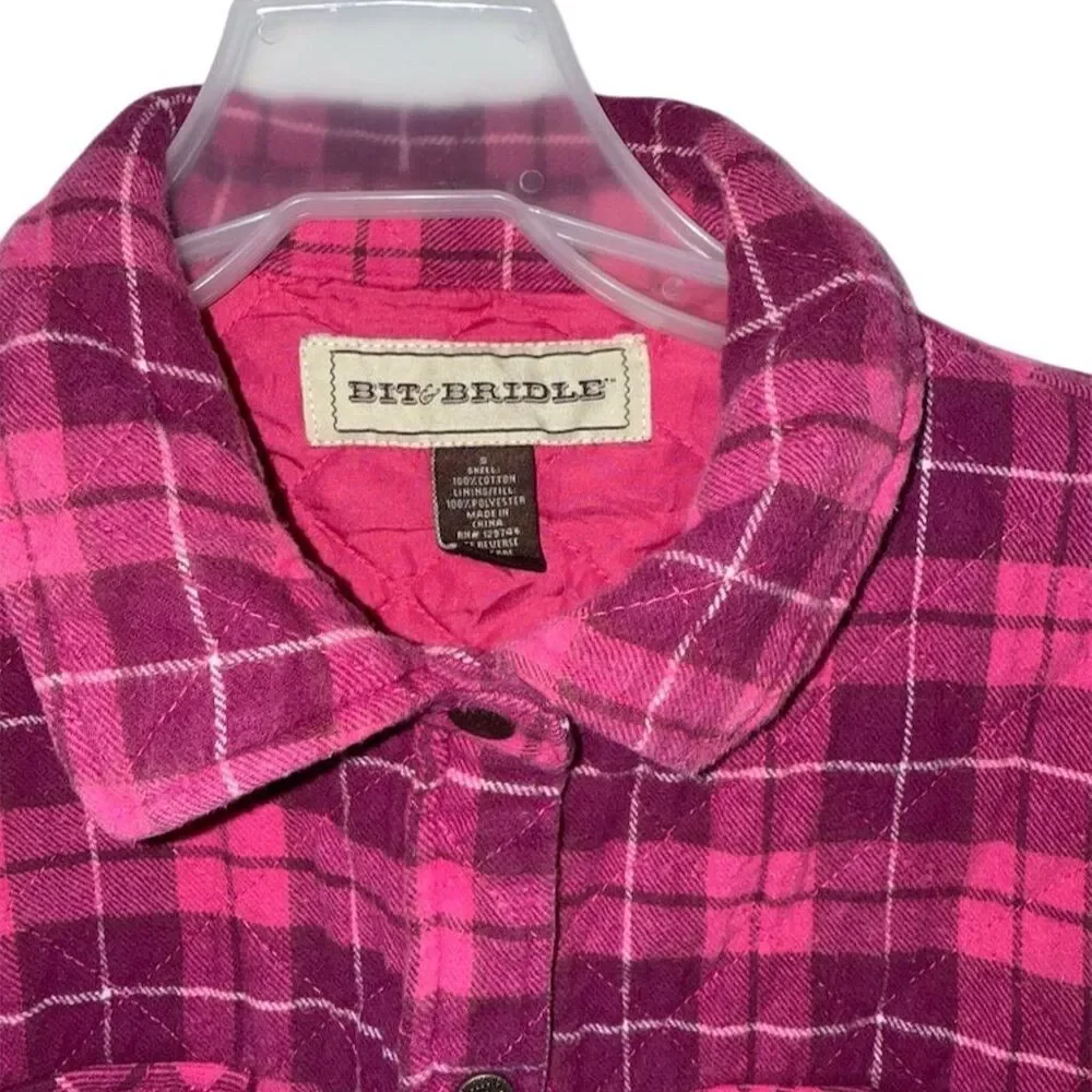 Bit & Bridle Plaid Flannel Quilted Shacket Women's Small Multicolor - Picture 3 of 3